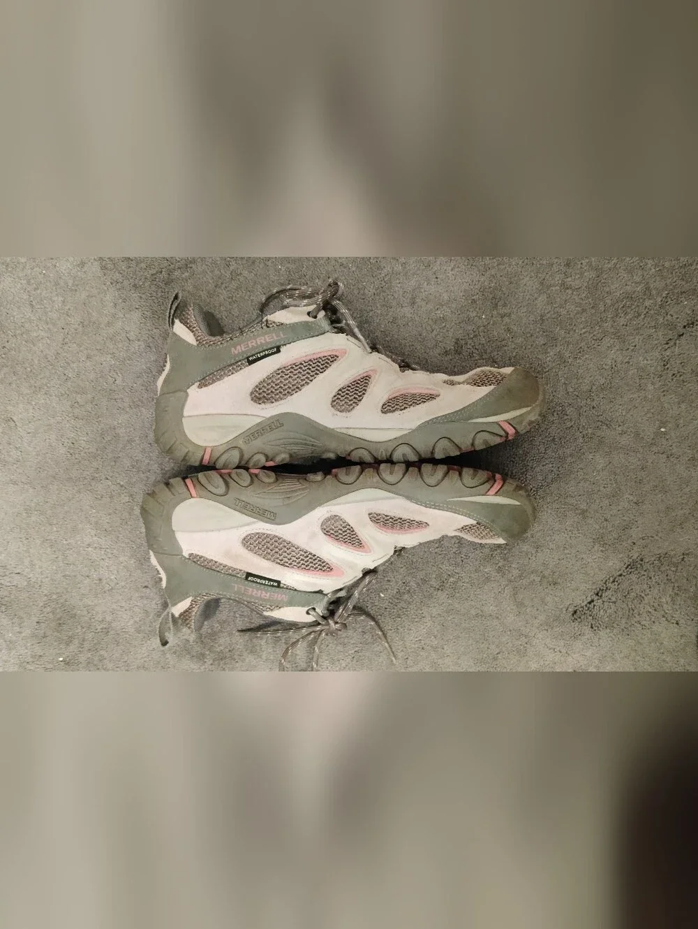Merrell Hiking Shoes Grey And Pink Women's Size 10 Waterproof - Picture 4 of 12